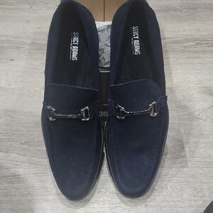 Stacy Adams Men's Dark Blue Loafers with Silver Accent
